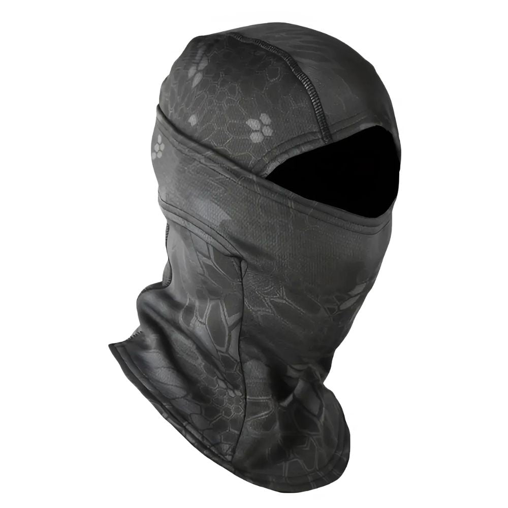 Belro fleece-lined camouflage balaclava full face mask, warm winter clothing accessory with full head and face coverage.