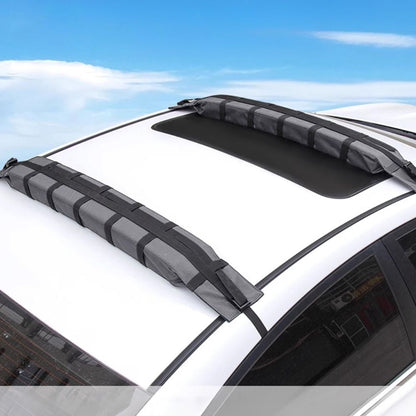 Belro universal car soft roof rack protection pads attached to a roof rack, designed to prevent scratches and damage during transport.