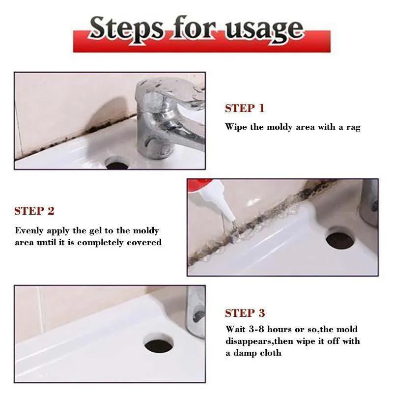 Belro household mold remover gel in a container, used for cleaning mold from bathroom and surface areas in home and garden.