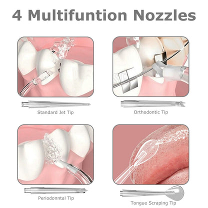 Belro portable dental water flosser with water reservoir and adjustable nozzle for effective oral hygiene.