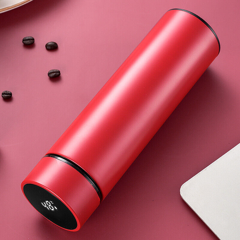 Belro LED temperature display thermos bottle with sleek design, showing temperature on a stainless steel water bottle for kitchen and dining.