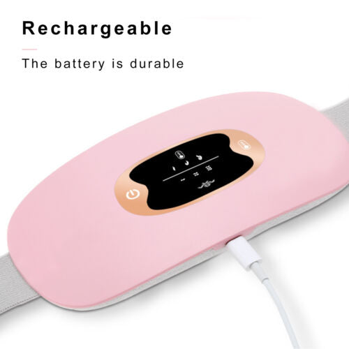 Belro smart heating massage belt for menstrual cramps, featuring adjustable straps and digital control for pain relief and comfort.