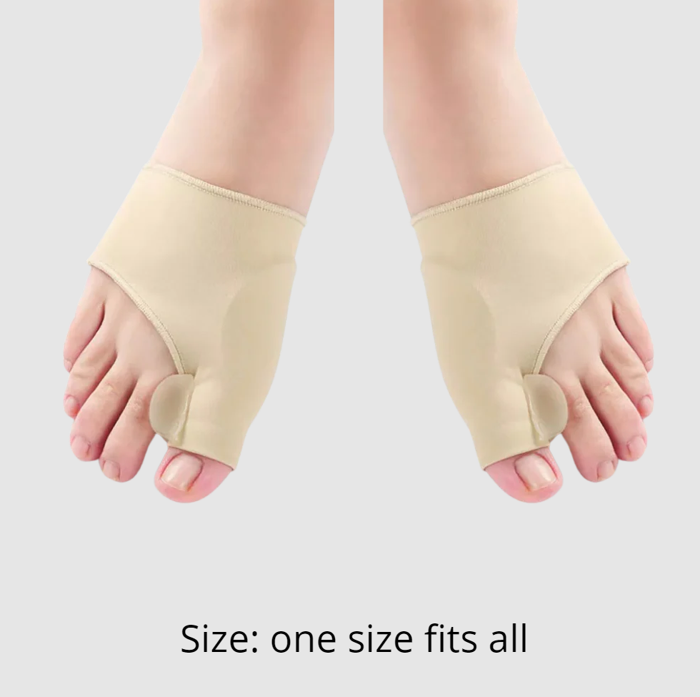 Belro gel bunion corrector on a foot, offering pain relief and toe alignment support for foot health and comfort.