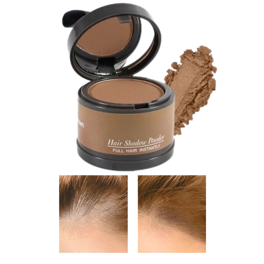 Belro Hair Root Concealer Powder in a compact container, showing the fine powder used to cover roots and gray hair.