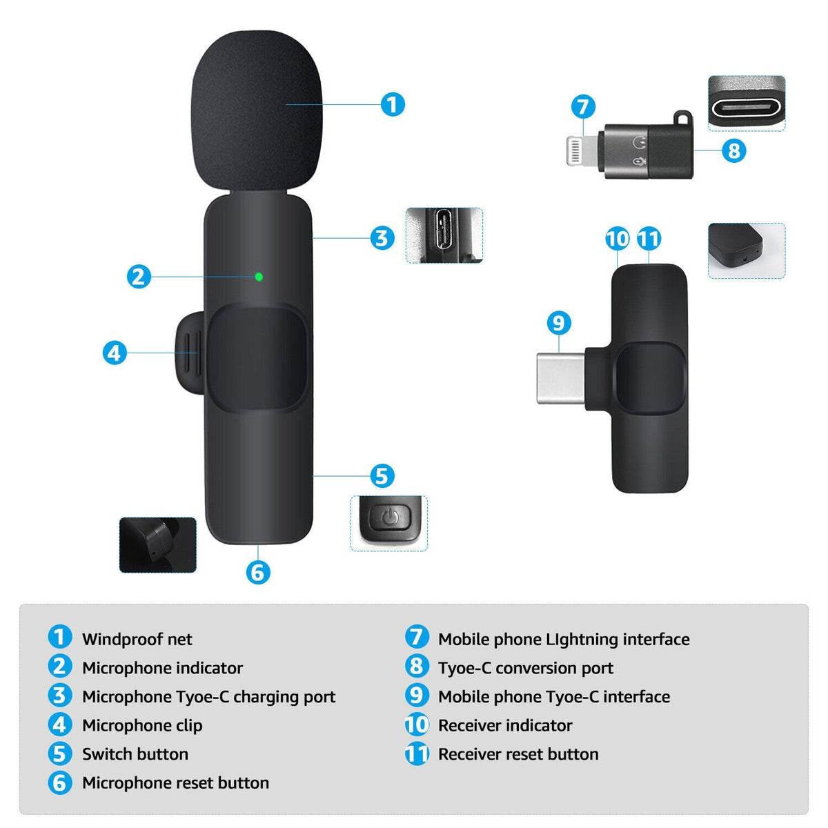 Belro lavalier microphone clipped onto clothing, compact audio microphone for recording or broadcasting.
