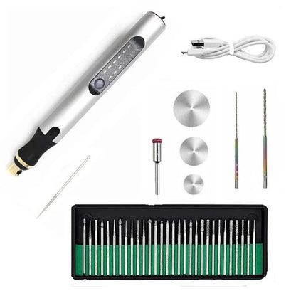 Casavibeo wireless jade carving machine and engraving tool with electric polishing pen showing the device in use.