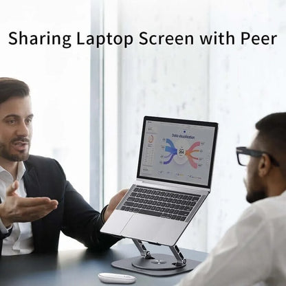 Belro aluminum alloy laptop stand with 360-degree rotating bracket for adjustable ergonomic positioning.