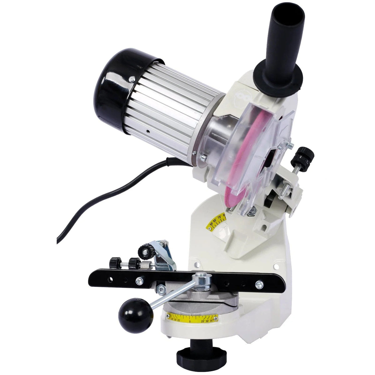 Casavibeo professional chainsaw sharpener with adjustable multi-angle chain grinder and 120V bench grinder for precise sharpening.