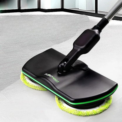 Belro cordless electric spin mop floor cleaner with rotating scrubber and microfiber pad for efficient outdoor cleaning.