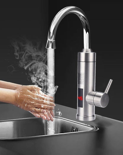 Electric kitchen faucet by Belro with modern design, featuring a sleek tap and touch controls for easy operation.