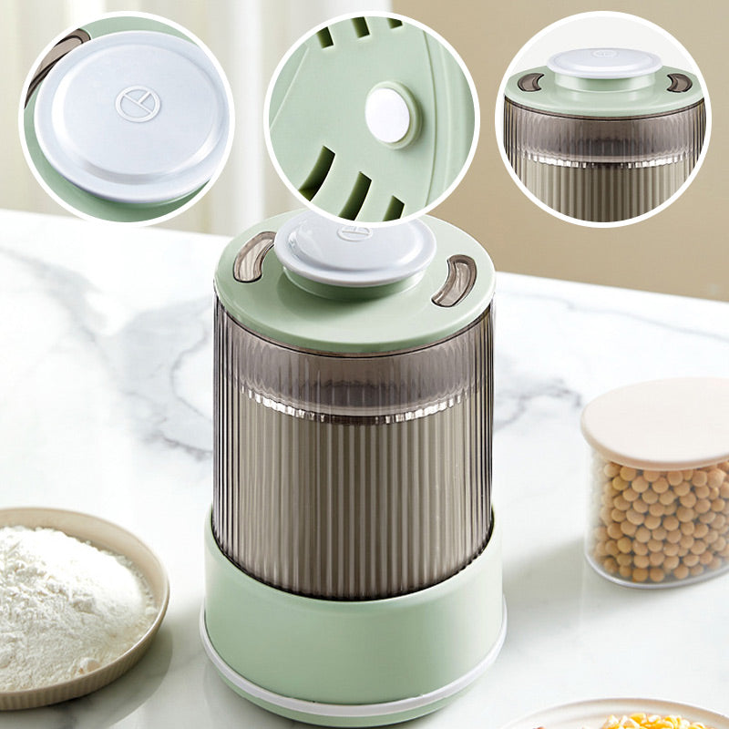 Belro multifunctional two-tier flour mill for home kitchen use, showing stainless steel grinding components and compact design.