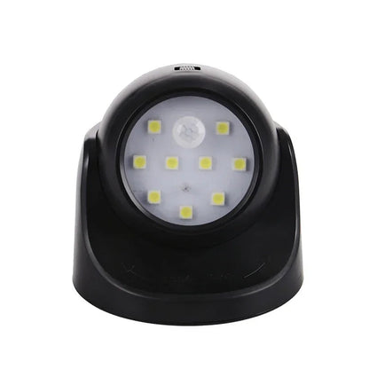 Wireless LED spotlight with motion detector by Belro, 360° rotatable outdoor light for home and garden security.