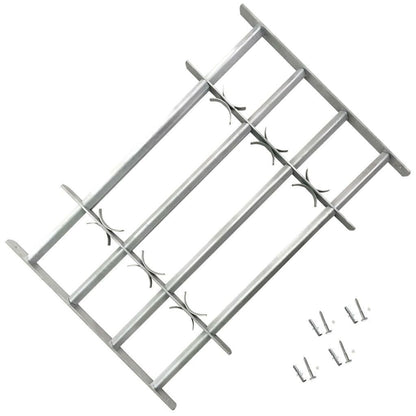 Belro adjustable safety window grille with three crossbars, fits 700-1050 mm windows, made of durable hardware.