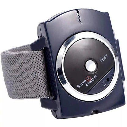 Belro Intelligent Snore Stopper wristwatch displaying sleep tracking screen, designed to help reduce snoring and improve sleep quality.