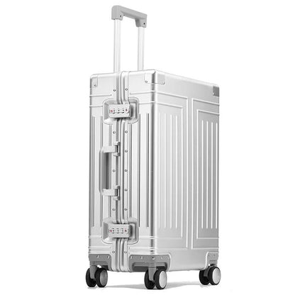 Belro magnesium alloy travel case with sturdy 24-inch wheeled luggage for travel, featuring a sleek design and durable construction.