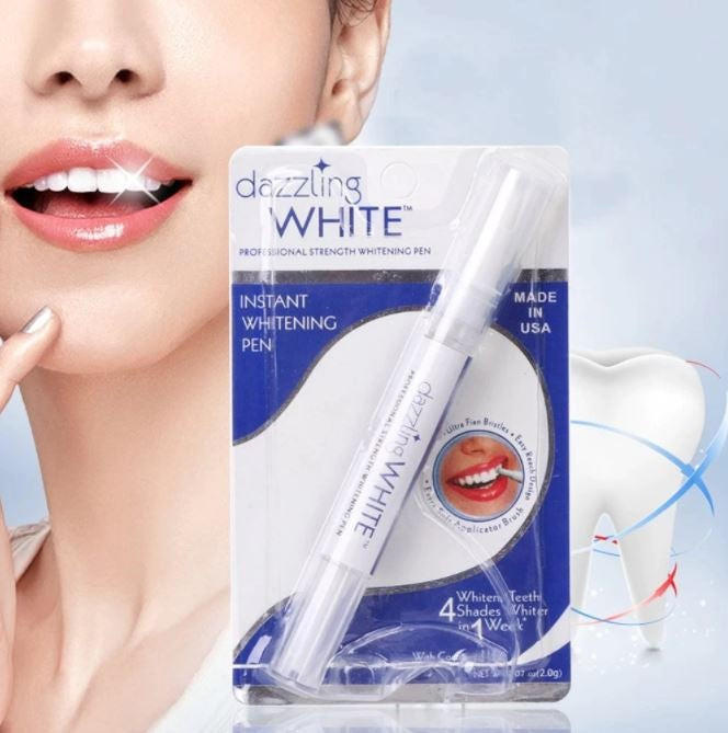 Belro dental whitening pen for oral care, shown with white gel tip and sleek design, used for at-home teeth whitening.