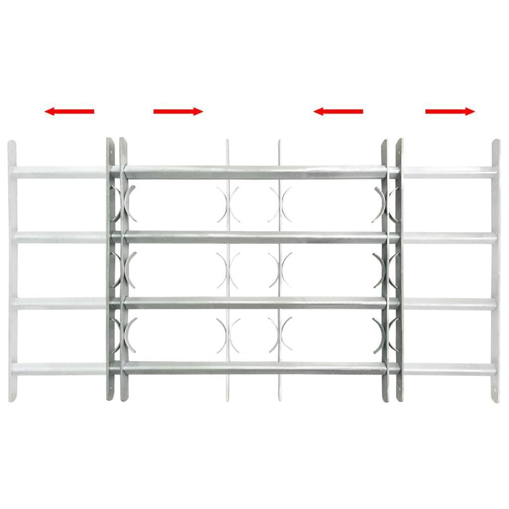 Belro adjustable window safety grille with three crossbars, extending from 700 to 1050 mm, made of durable metal for security.