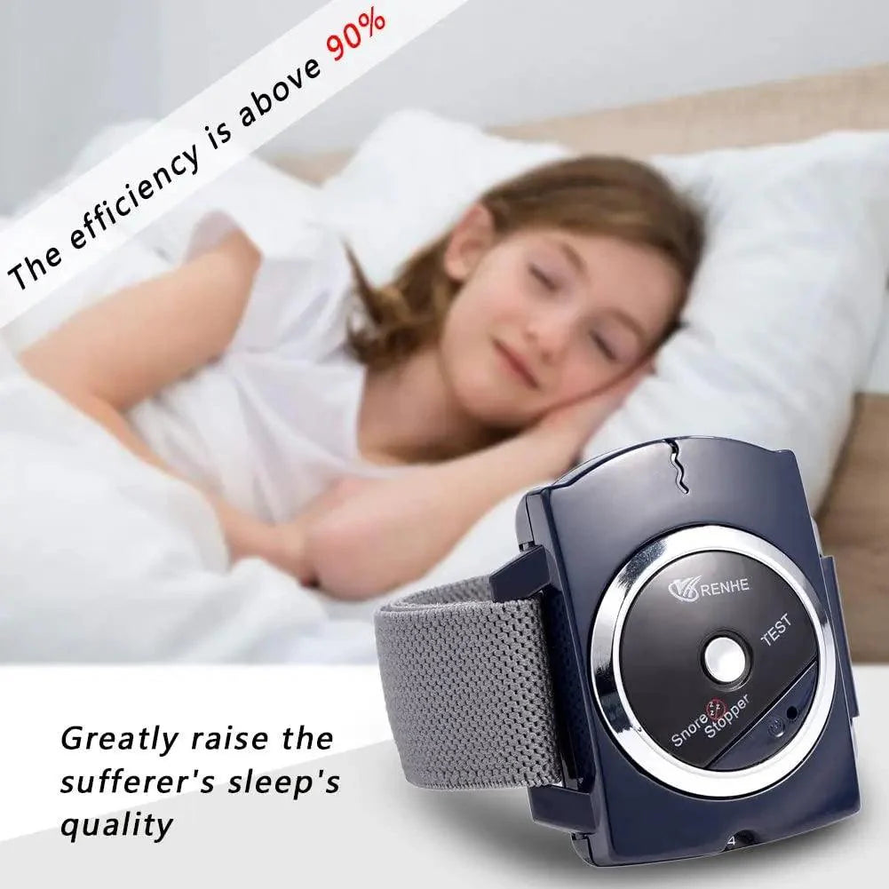 Belro Intelligent Snore Stopper wristwatch displaying sleep monitoring features, designed for sleep aid and snore reduction.