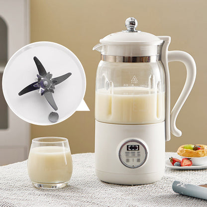 Belro multifunctional soy milk maker on kitchen countertop, showing digital display and stainless steel blending components.