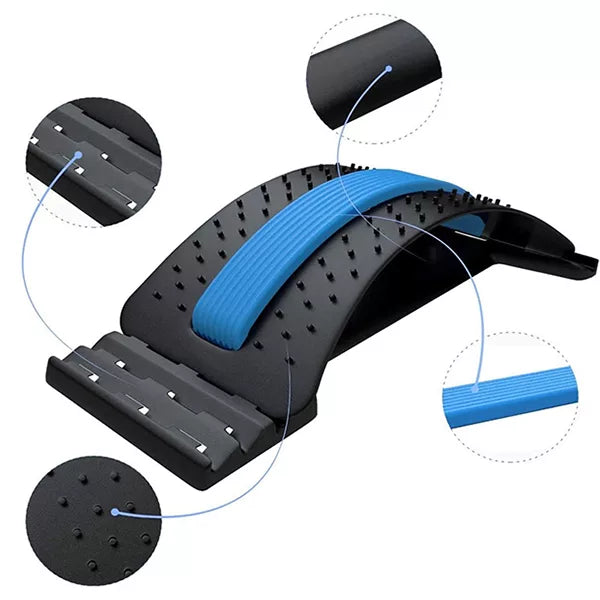 Belro back extension acupressure massager in black with textured surface for pain relief and muscle relaxation.