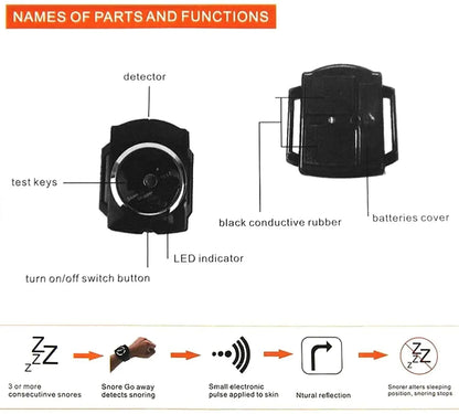 Belro Intelligent Snore Stopper wristwatch showing digital display, designed to help improve sleep and reduce snoring.