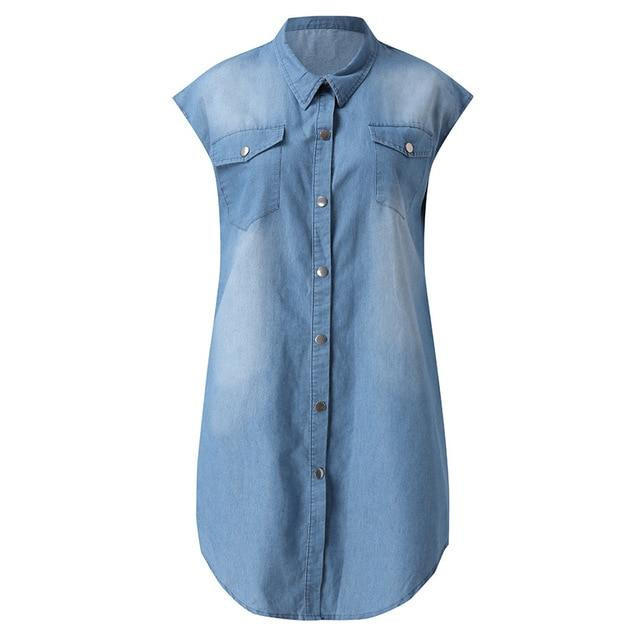 Belro denim straight dress, casual clothing with a fitted style, shown hanging on a wooden hanger with a neutral background.