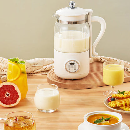 Belro multifunctional soy milk maker on kitchen counter, showcasing its sleek design and control panel for home dairy preparation.