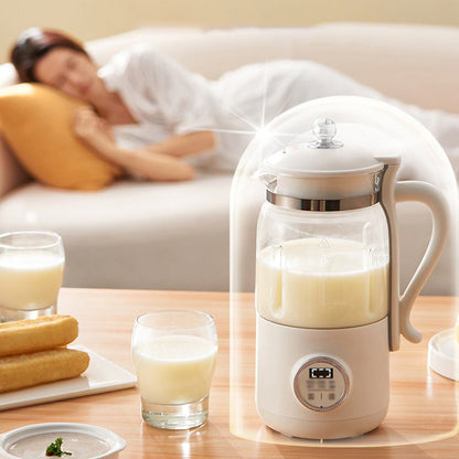 Belro multifunctional soy milk maker on kitchen countertop, showing stainless steel exterior and control panel.