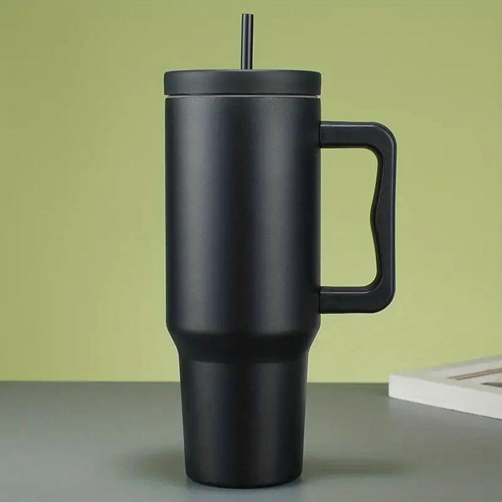 Belro stainless steel insulated water bottle with straw and handle, ideal for kitchen or outdoor use, featuring a sleek design.