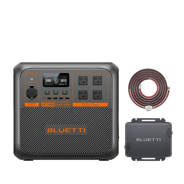 Casavibeo BLUETTI AC70P portable power station with AC180P charger, showcasing its compact design and multiple charging ports.