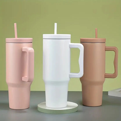 Belro stainless steel insulated water bottle with straw and handle, designed for stylish hydration in kitchen and dining settings.