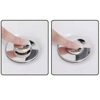Mivoza stainless steel drain strainer with pop-up function for bathroom sinks, preventing clogs and easy to install.