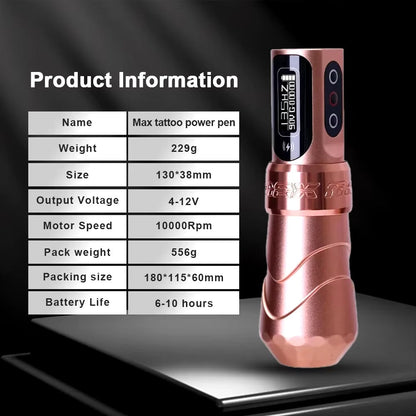 Belro tattoo pen for writing and drawing, sleek black design, ergonomic grip, professional-grade office and stationery tool