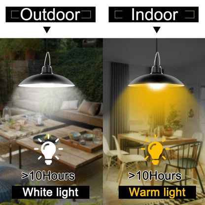 Belro solar shed lights with double-head pendant design, warm white outdoor and indoor solar lamp with line for illumination.