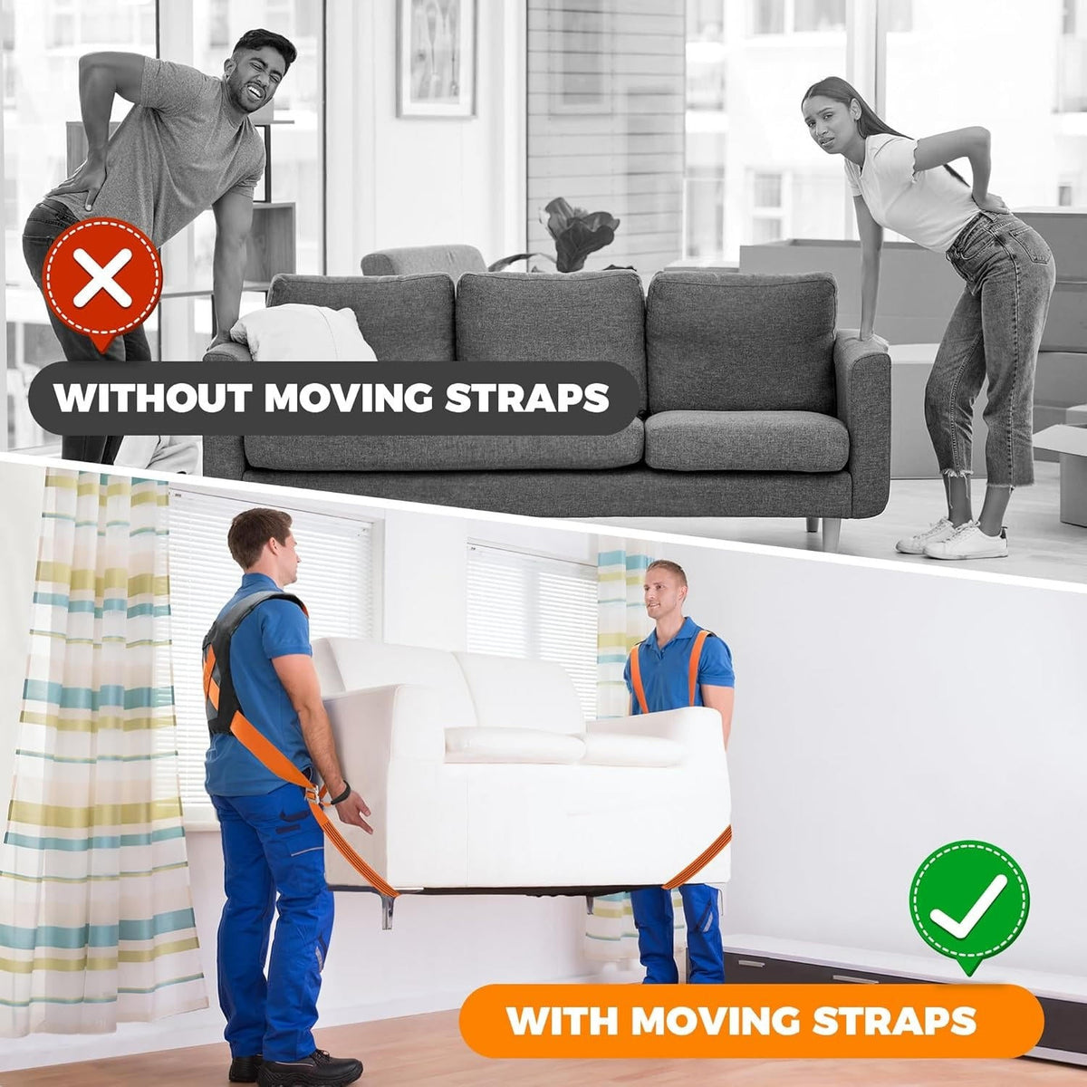 Belro moving furniture straps for men, durable clothing accessory designed to assist with furniture lifting and moving.