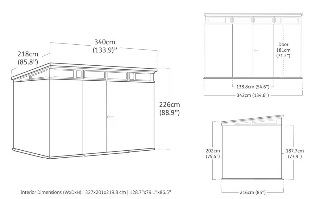 Green Keter Cortina 9x7 ft outdoor storage shed with heavy-duty floor and artisan Evotech design, ideal for garden storage.