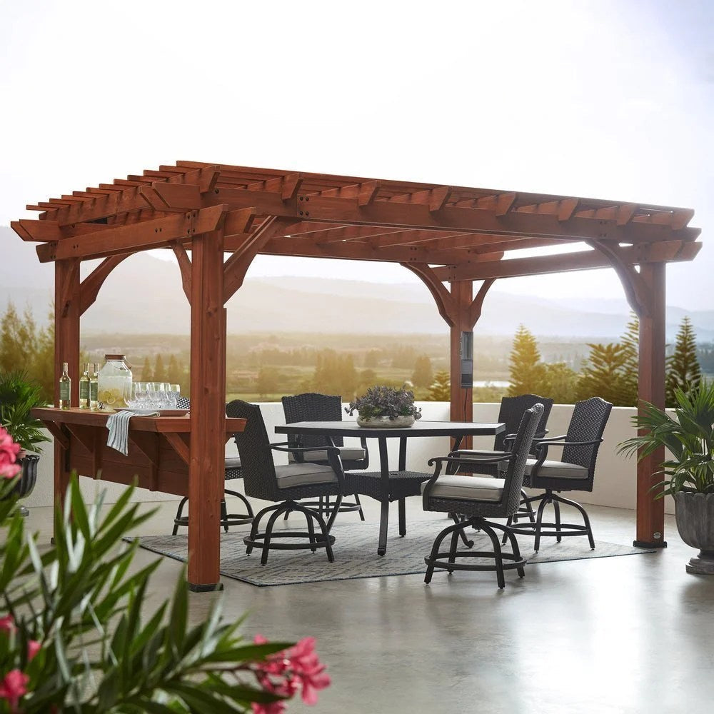 Casavibeo Ashland Pergola in a backyard, showcasing its wooden structure and elegant design for outdoor shade and relaxation.