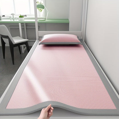 Cooling mattress pad set with ice silk fiber, breathable and washable, fits 180x200 size for summer comfort.