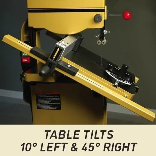 Casavibeo Powermatic 14-inch woodworking bandsaw with 1-1/2 HP motor, 115/230V, showing the machine's detailed view