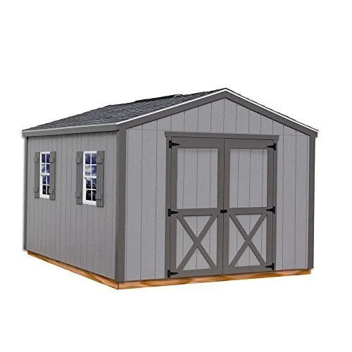 Casavibeo Best Barns Elm 10x12 wood storage shed kit with floor, featuring natural wooden panels and sturdy construction.