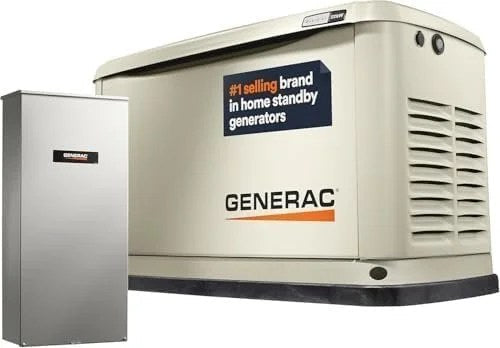 Casavibeo Generac Guardian 22kW home standby generator with transfer switch, all aluminum, WiFi enabled, whole house backup system.