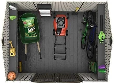 Casavibeo Lifetime 60243 10x8 ft outdoor storage shed with sturdy walls and a sloped roof for garden or backyard storage