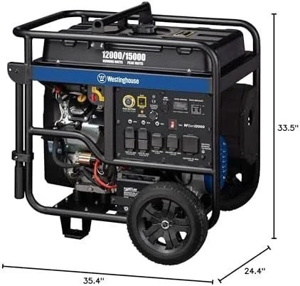 Casavibeo Westinghouse 18000W portable gas generator with remote start, transfer switch, 30A & 50A outlets, CO sensor, outdoor use