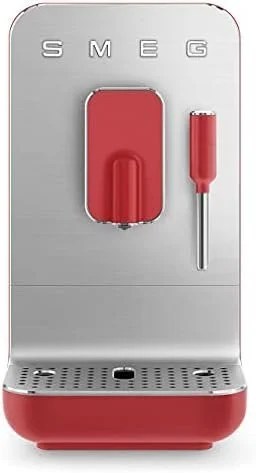 Casavibeo SMEG fully automatic coffee machine with steam wand, sleek design and control panel for brewing coffee.