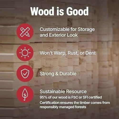 Casavibeo Windemere 10x12 wooden storage shed with floor, beige, DIY outdoor shed with sturdy construction and spacious interior
