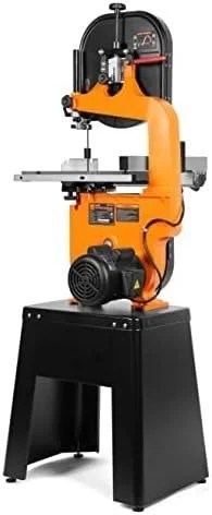 Casavibeo WEN 14-inch industrial band saw with 1 HP, dual-voltage, two-speed operation, shown in a workshop setting