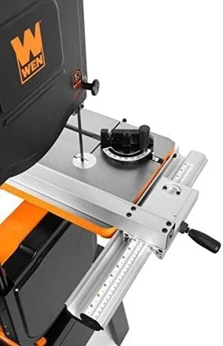Casavibeo WEN 14-inch industrial band saw with 1 HP dual-voltage motor and two-speed operation, shown in the image.