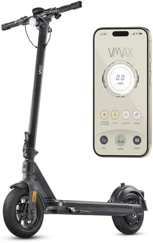 Casavibeo VMAX VX4 electric scooter with sleek black frame and folding design, ready for urban commuting and outdoor travel.