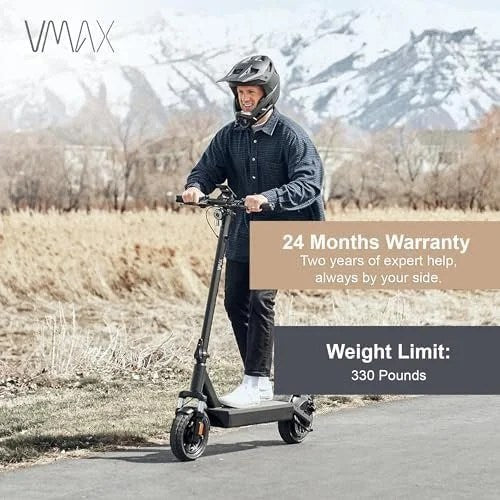 Casavibeo VMAX VX4 electric scooter parked on a city street, showing its sleek design and foldable frame.