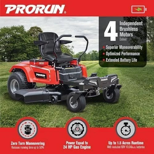 Casavibeo 60V Zero Turn Riding Lawn Mower parked outdoors with cutting deck and ergonomic seat, ready for yard work.